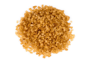 Brown sugar arranged circle isolated on white background.top view,flat lay.