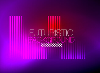 Fototapeta premium Bright neon color techno abstract background, shiny glowing neon lines in the dark background