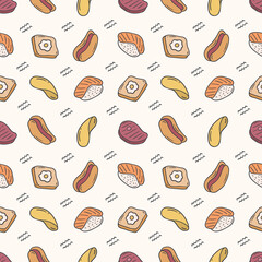 food seamless pattern template vector