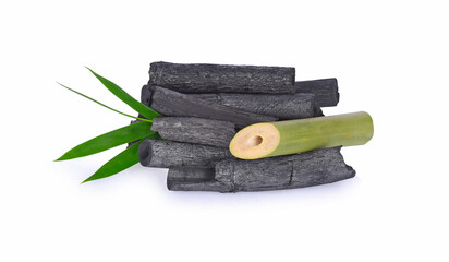 Charcoal  bamboo isolated on white background