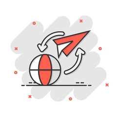 Global travel icon in comic style. Paper plane cartoon vector illustration on white isolated background. International transport splash effect business concept.
