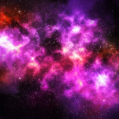 Obraz premium Beautiful, starry sky with nebula and highlights. Square orientation. Space