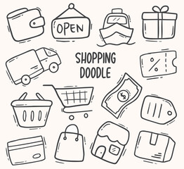 shopping doodle element vector