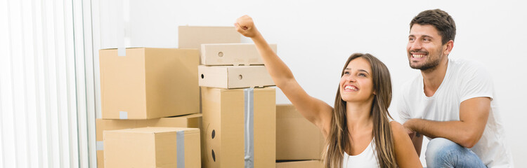 The happy couple dream in the new flat