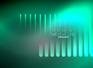 Bright neon color techno abstract background, shiny glowing neon lines in the dark background