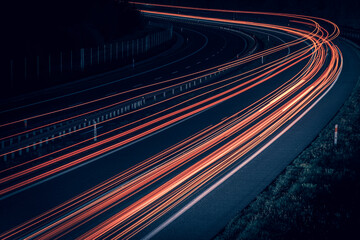abstract red car lights at night. long exposure