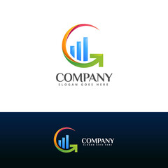 letter g and arrow growth logo template