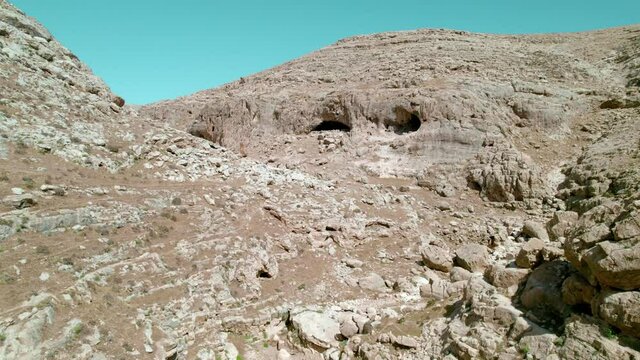 Drone aerial views of desert canyon