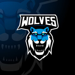 Wolves mascot logo design vector with modern illustration concept style for badge, emblem and t-shirt printing. Wolf illustration for esport, gaming, and team