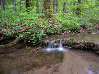 Waterfall on stream in forest in Germany