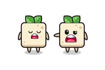 illustration of the argue between two cute tofu characters - obrazy, fototapety, plakaty