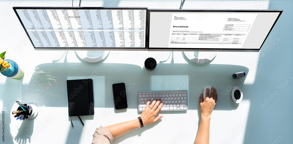 Poster spreadsheet business data analyst working