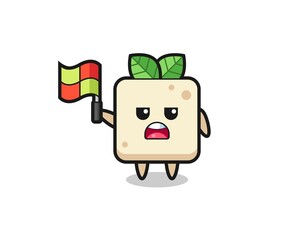 tofu character as line judge putting the flag up