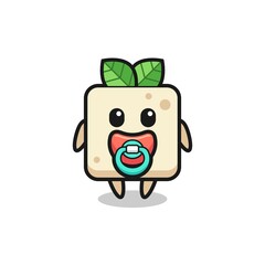 baby tofu cartoon character with pacifier