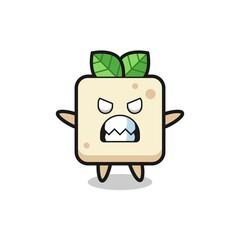 wrathful expression of the tofu mascot character