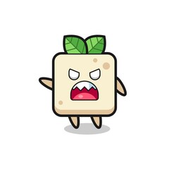 cute tofu cartoon in a very angry pose