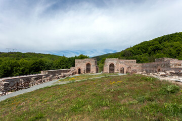 Fototapeta na wymiar Ruins of the Roman fortress and gate, located in the Troyan Pass, Bulgaria.
