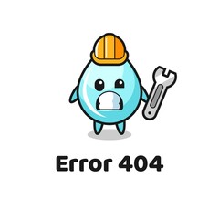 error 404 with the cute water drop mascot