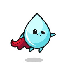 cute water drop superhero character is flying