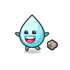 the happy water drop cartoon with running pose