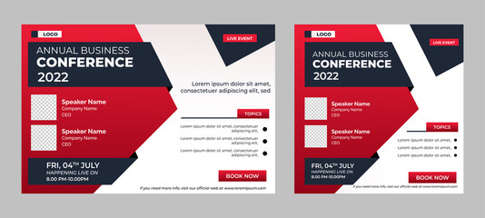 Business Conference live webinar banner invitation and social media post template. Business webinar invitation design. Vector EPS	