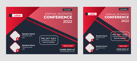 Business Conference live webinar banner invitation and social media post template. Business webinar invitation design. Vector EPS	