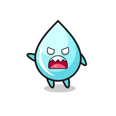 cute water drop cartoon in a very angry pose
