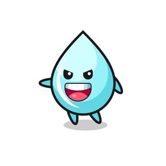 water drop cartoon with very excited pose