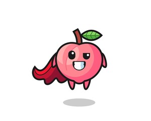 the cute peach character as a flying superhero