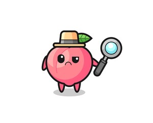 Fototapeta premium the mascot of cute peach as a detective