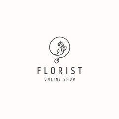 Fototapeta premium Florist online shop logo icon design template vector