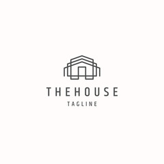 House home line style logo icon design template vector