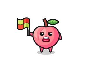 peach character as line judge putting the flag up