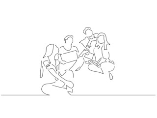 Teamwork line drawing, vector illustration design.