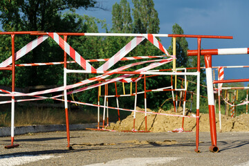 road sign - traffic is prohibited and road works, the road is closed for maintenance