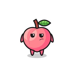 cute peach character with suspicious expression
