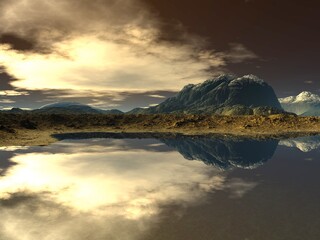 Beautiful and inspirational golden sunset landscape