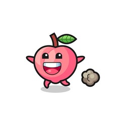 the happy peach cartoon with running pose
