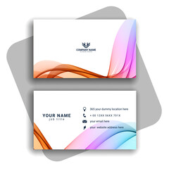 colorful modern business card design with wavy shape