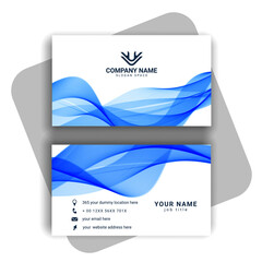 blue modern business card design with wavy shape