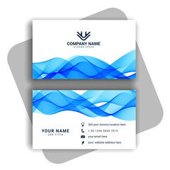 Fototapeta premium blue modern business card design with wavy shape