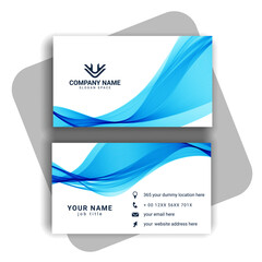 blue modern business card design with wavy shape