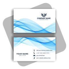 Naklejka premium blue modern business card design with wavy shape