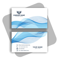 blue modern business card design with wavy shape