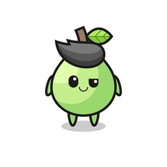 guava cartoon with an arrogant expression