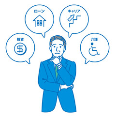 悩む中高年の男性