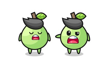 illustration of the argue between two cute guava characters