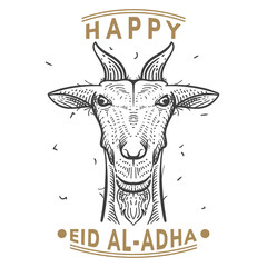 Eid Al Adha with Goat Head Illustration