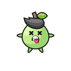 character of the cute guava with dead pose