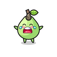the illustration of crying guava cute baby